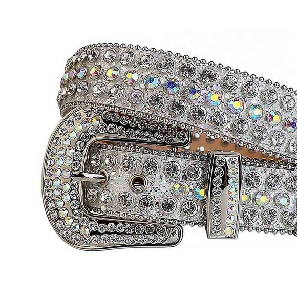 Silver Strap With Multi & Crystal Silver Studded Rhinestone Belt - Picture 2 of 2